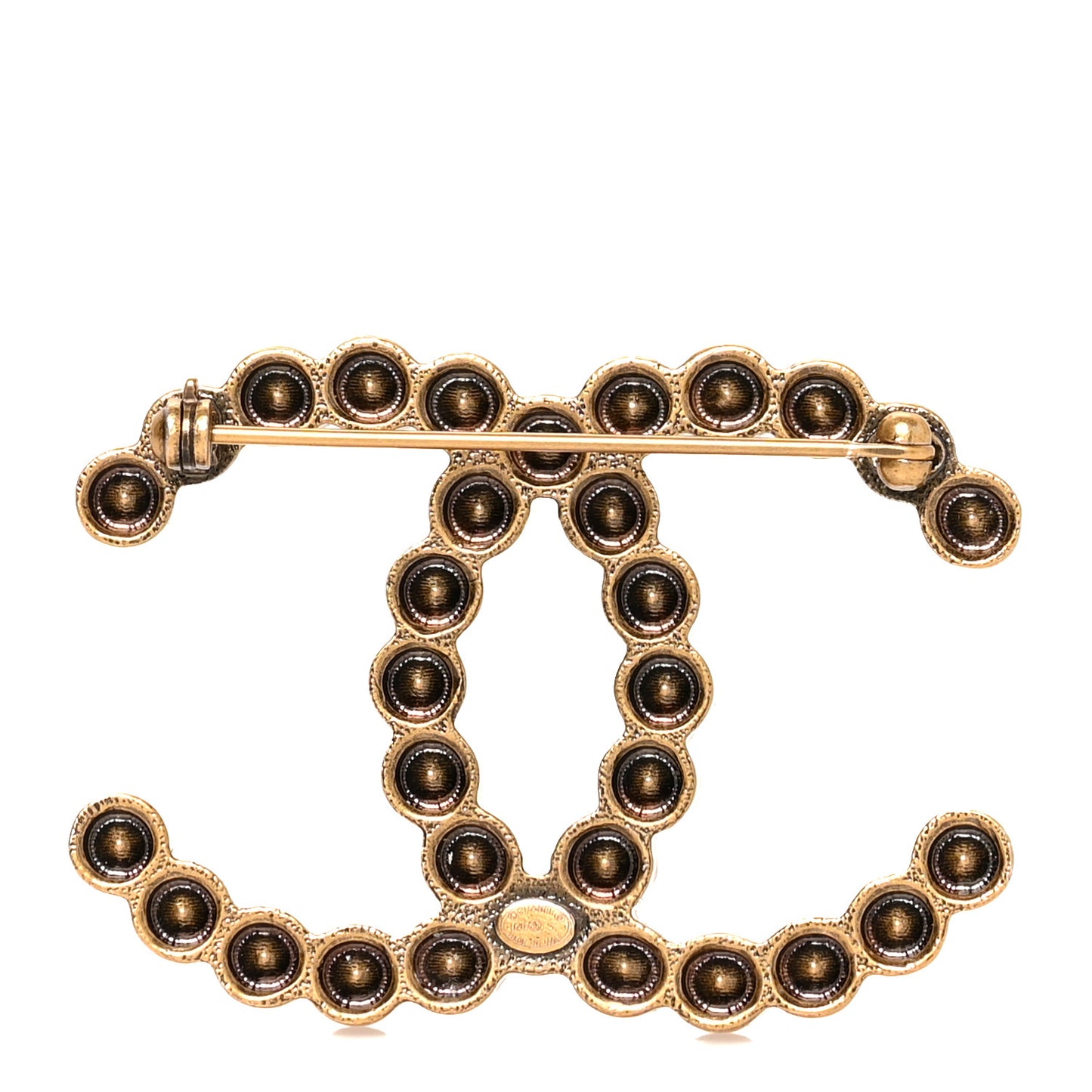 Metal Crystal City of Lights CC Brooch Gold