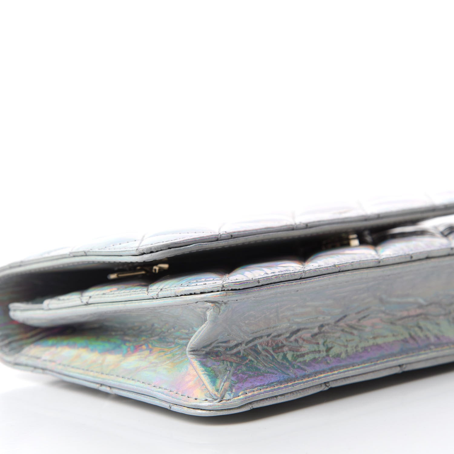 Chanel Iridescent Goatskin Quilted Wallet On Chain WOC Silver 6 of 12