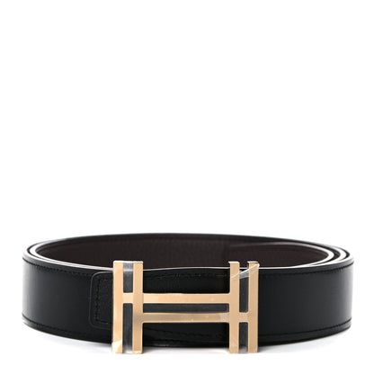 Hermes Box Togo 32mm Au Carre H Belt 100 Black Chocolate 1 of 5