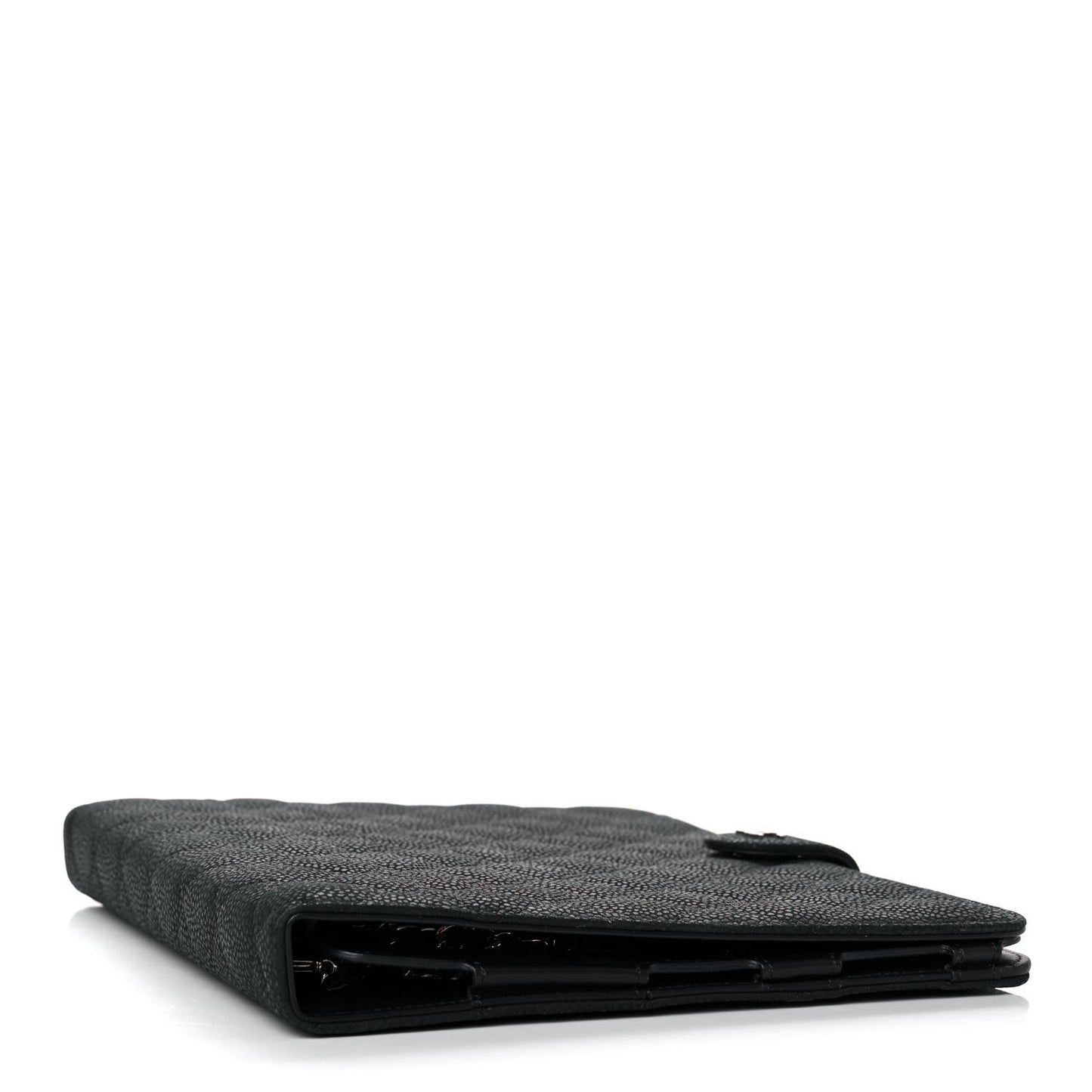 Iridescent Caviar Quilted Crossbody iPad Holder Black