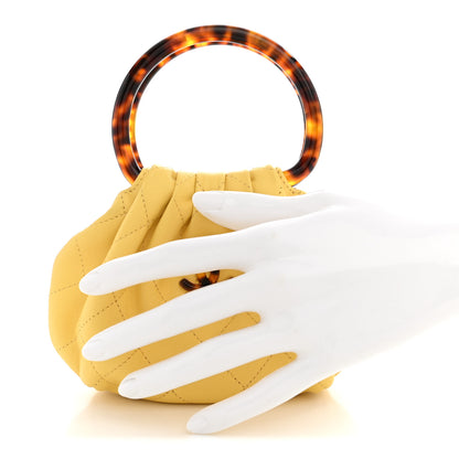 Chanel Lambskin Plexiglass Tortoise Shell Quilted Mini Pouch Yellow 2 of 7