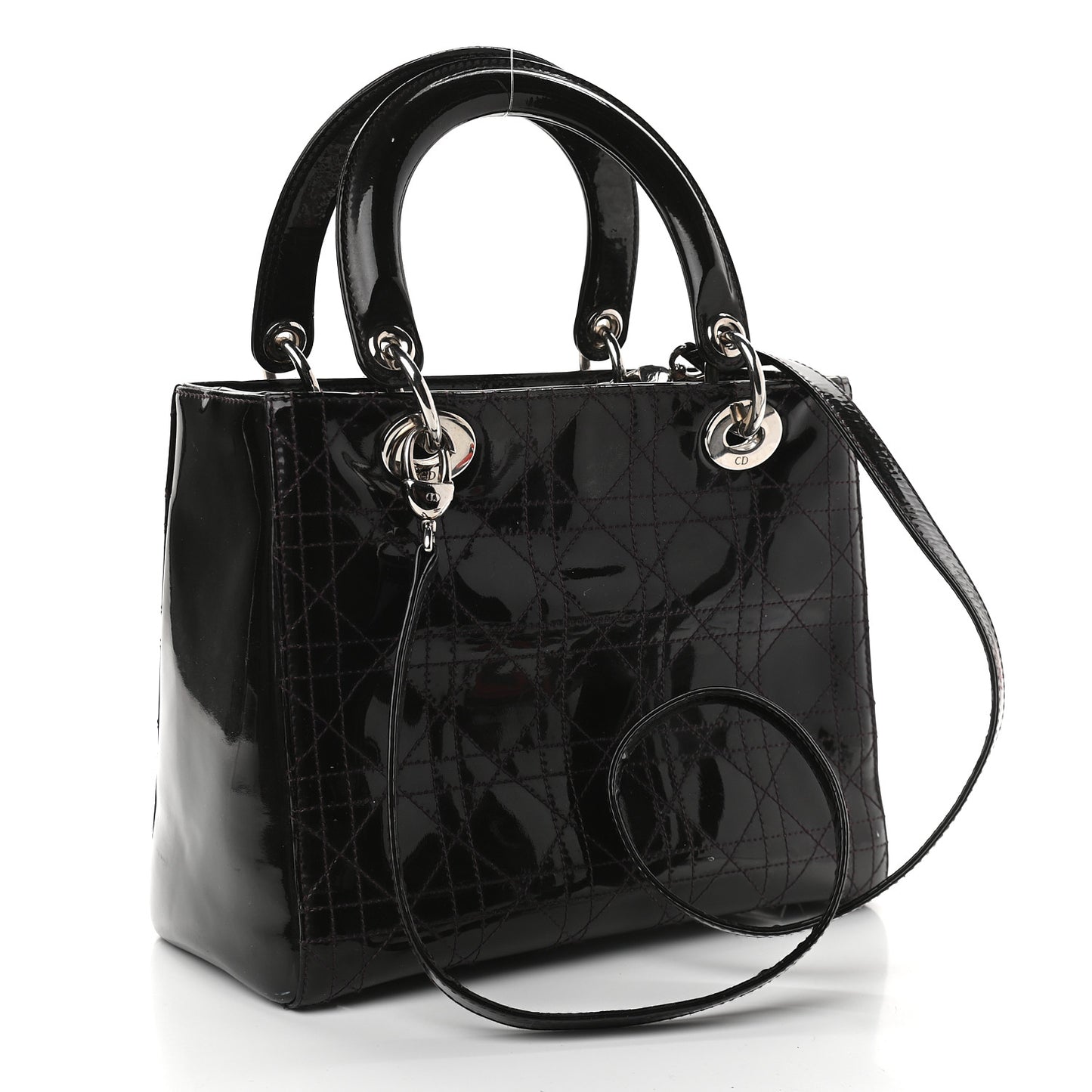 Patent Cannage Stitched Medium Lady Dior Amethyste