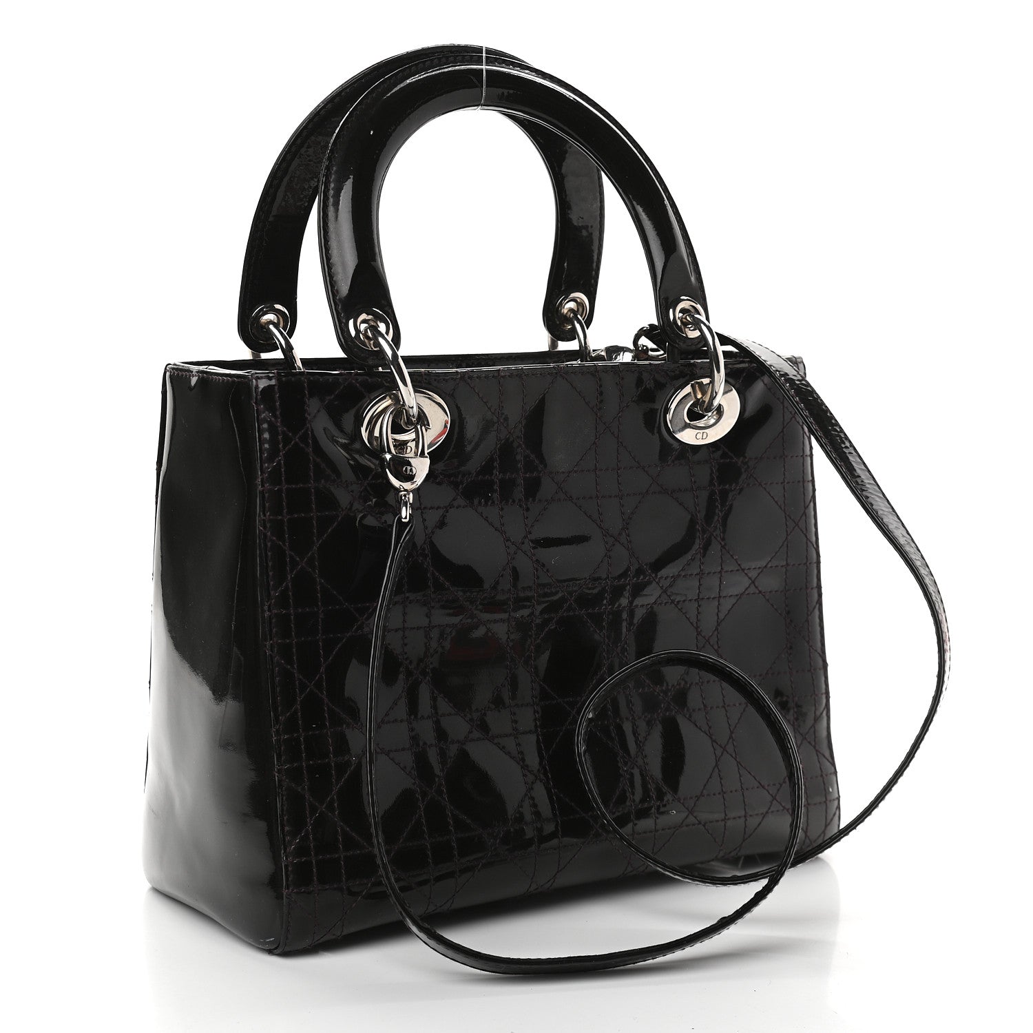 Christian Dior Patent Cannage Stitched Medium Lady Dior Amethyste 2 of 10