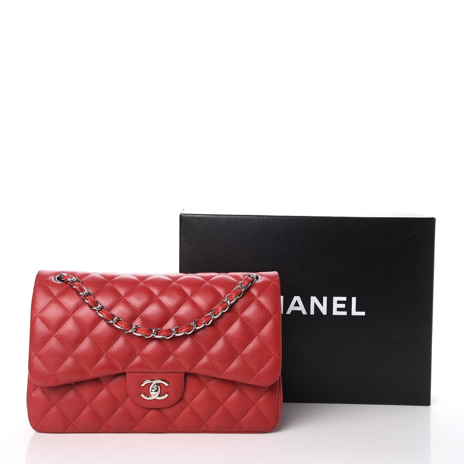 Chanel Caviar Quilted Jumbo Double Flap Dark Red 8 of 8