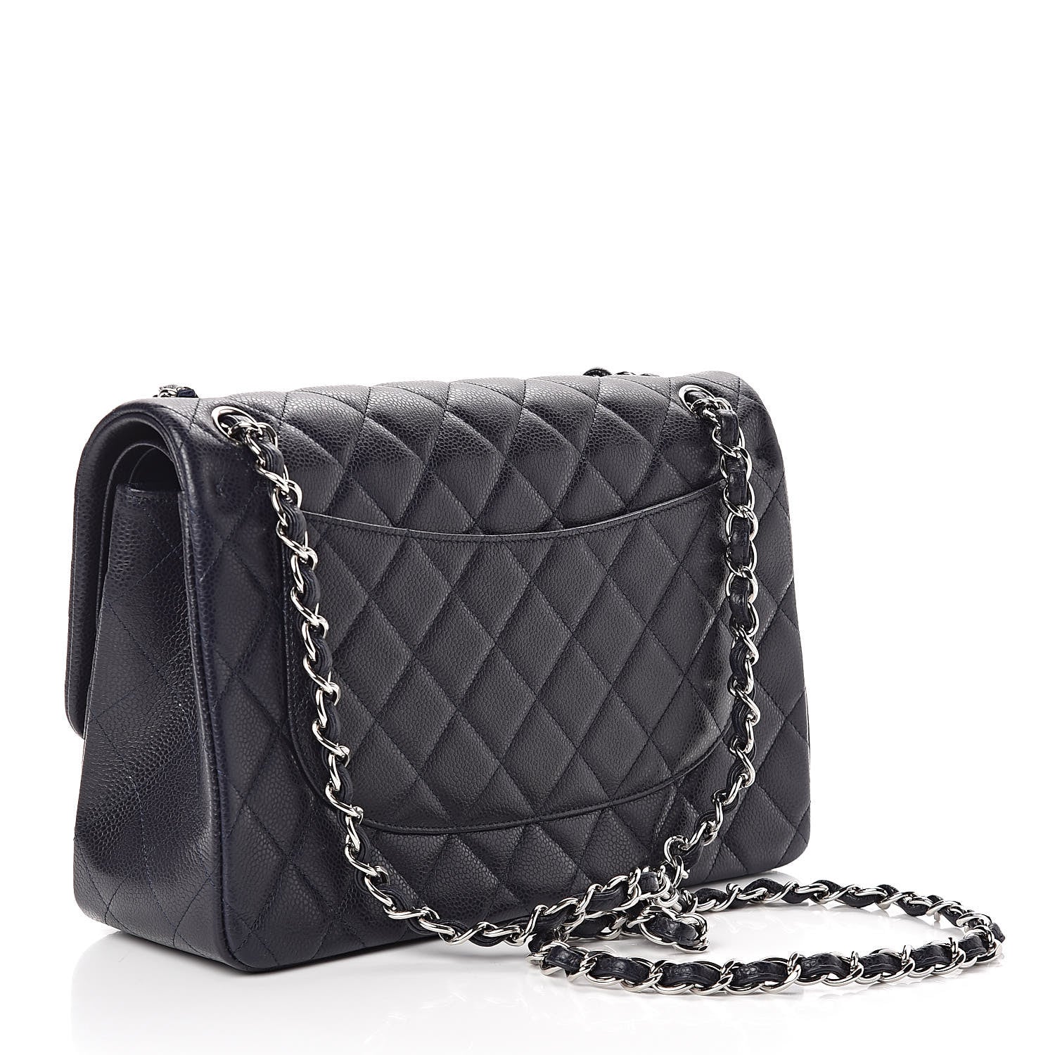 Chanel Caviar Quilted Jumbo Double Flap Navy Blue 3 of 10