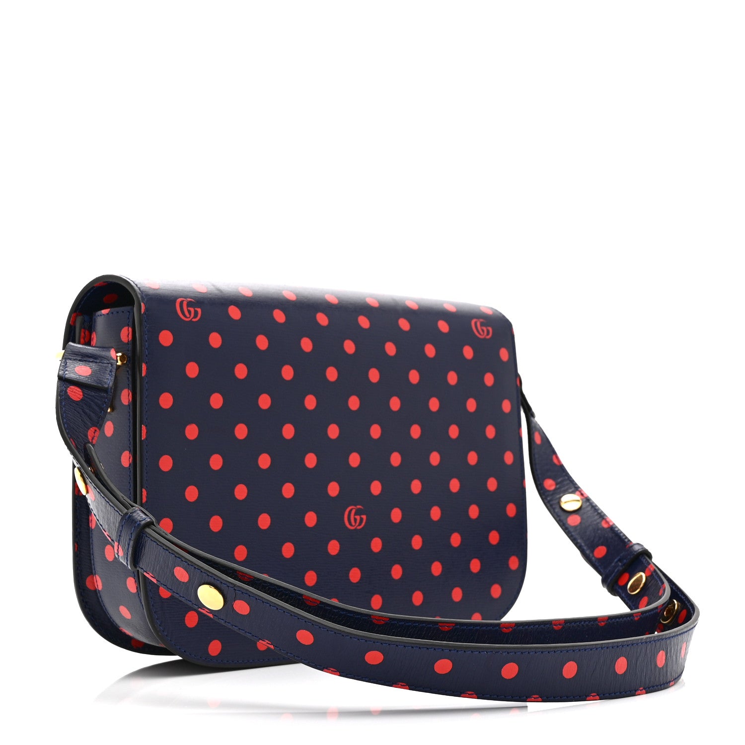 Gucci Shangai Calfskin Polka Dot Horsebit 1955 Shoulder Bag Blue