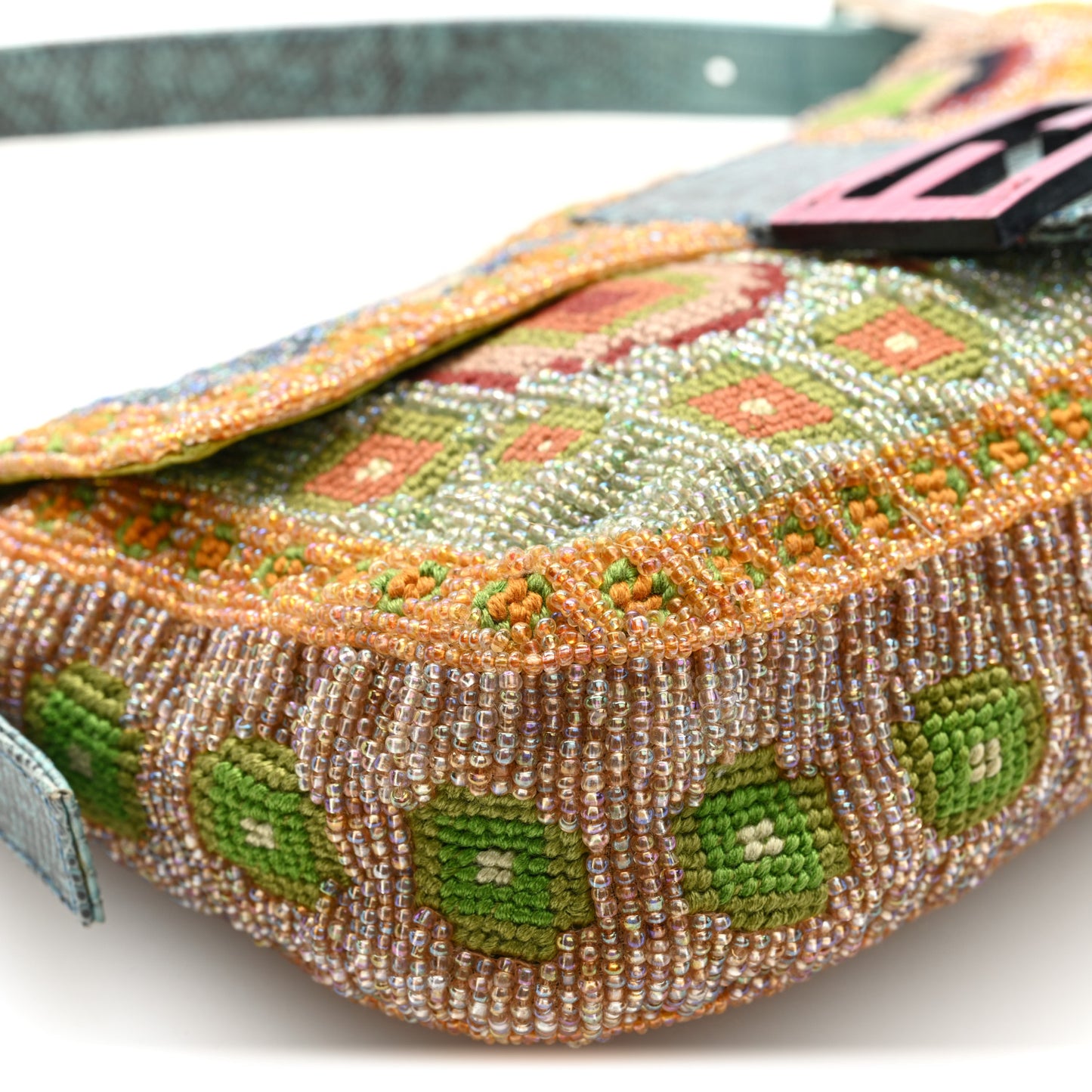 Wool Embroidered Beaded Lizard Baguette Multicolor