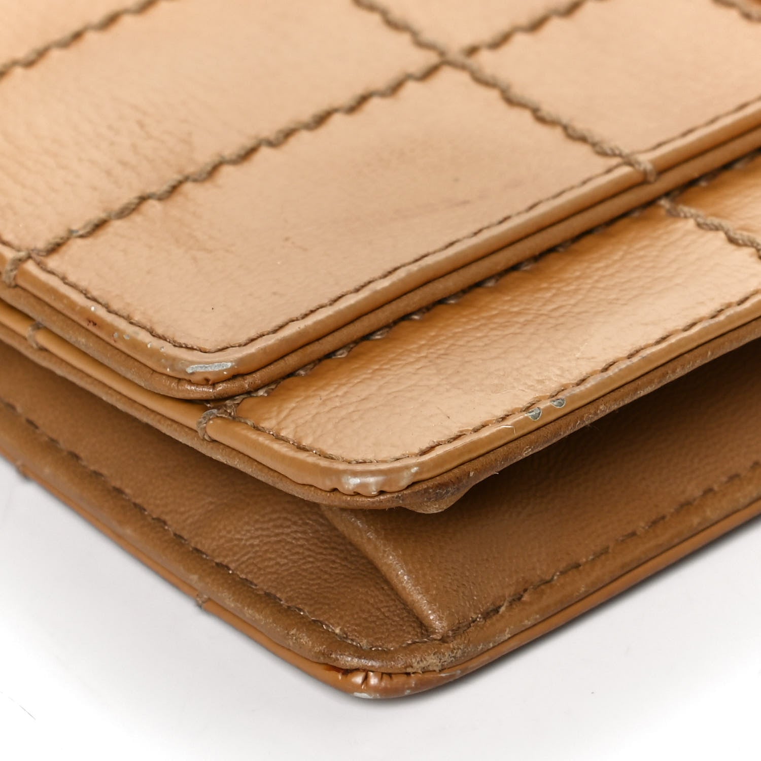 Chanel Calfskin Square Stitched Wallet On Chain WOC Beige 13 of 13