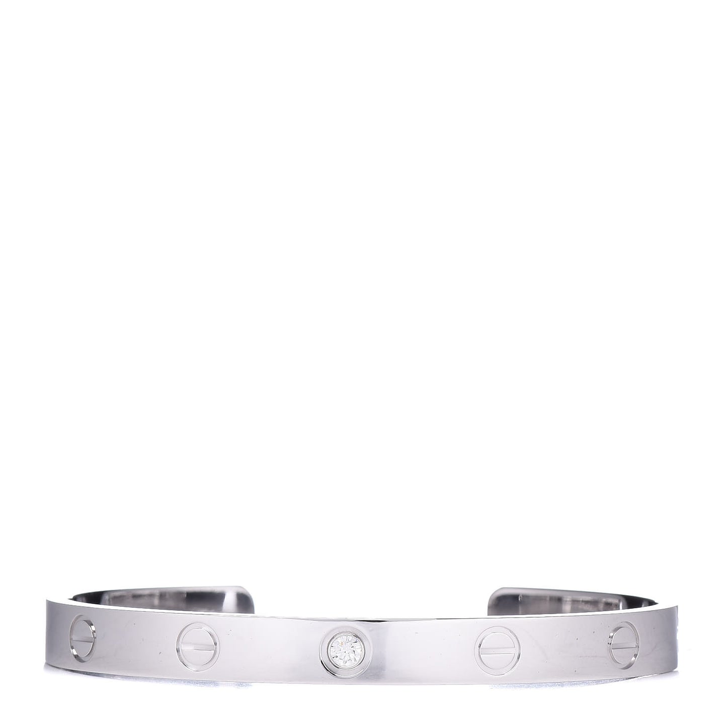 18K White Gold 1 Diamond LOVE Cuff Bracelet 17
