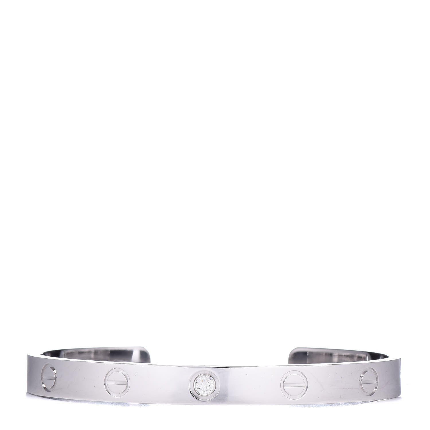 Cartier 18K White Gold 1 Diamond LOVE Cuff Bracelet 17 1 of 5
