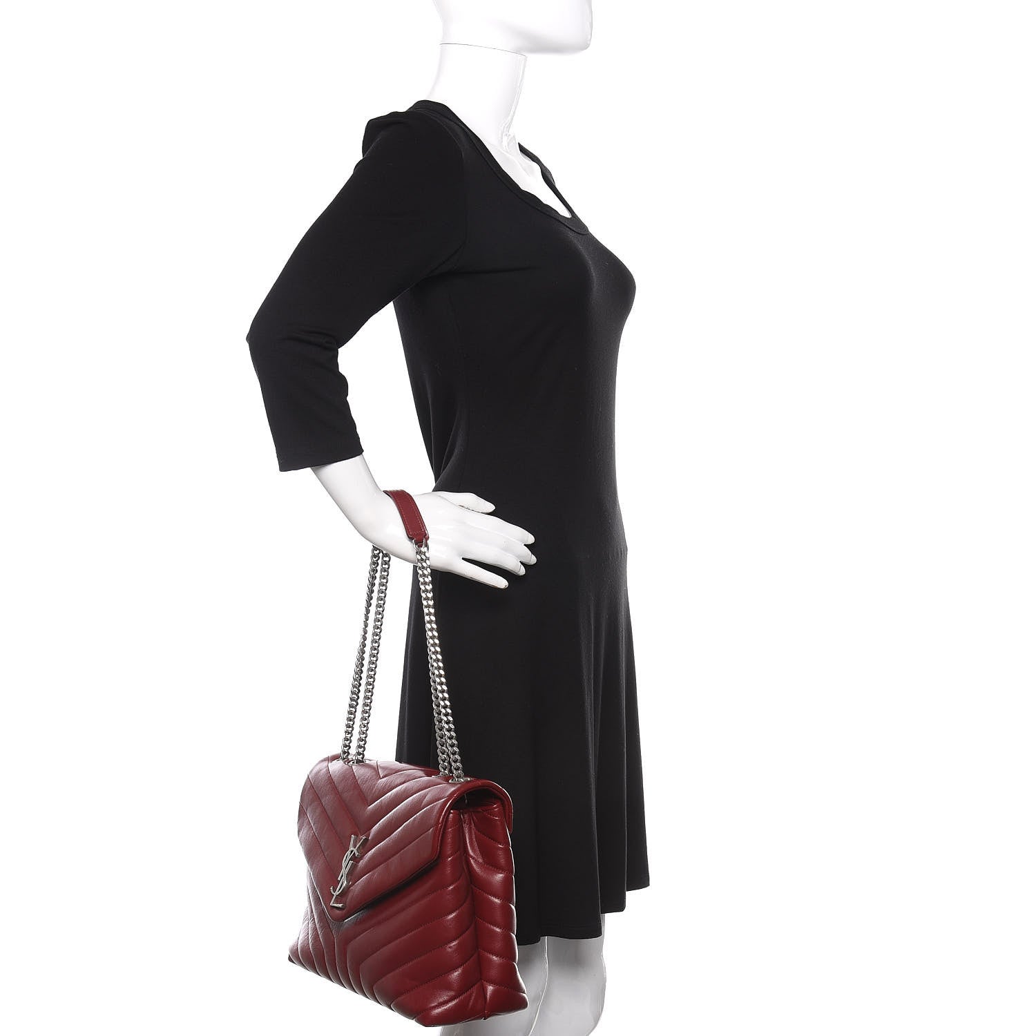 Saint Laurent Calfskin Y Quilted Monogram Medium Loulou Chain Satchel Palissandre 2 of 9