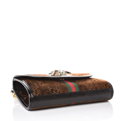 Gucci Velvet GG Monogram Web Small Rajah Slim Flap Shoulder Bag Brown Black 4 of 9