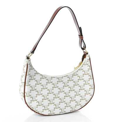 Celine Canvas Calfskin Ava Triomphe Shoulder Bag White 3 of 9
