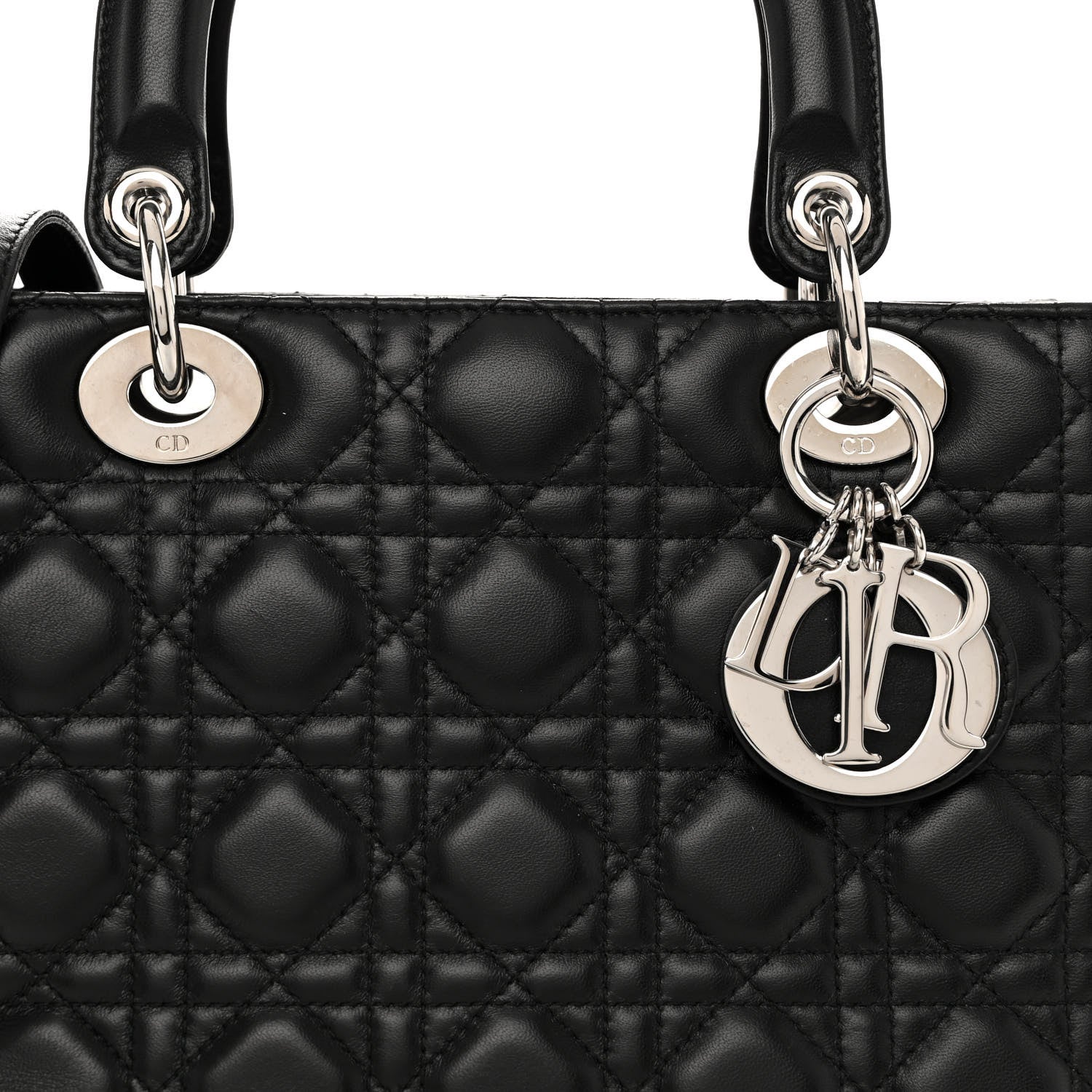 Christian Dior Lambskin Cannage Medium Lady Dior Black 7 of 10