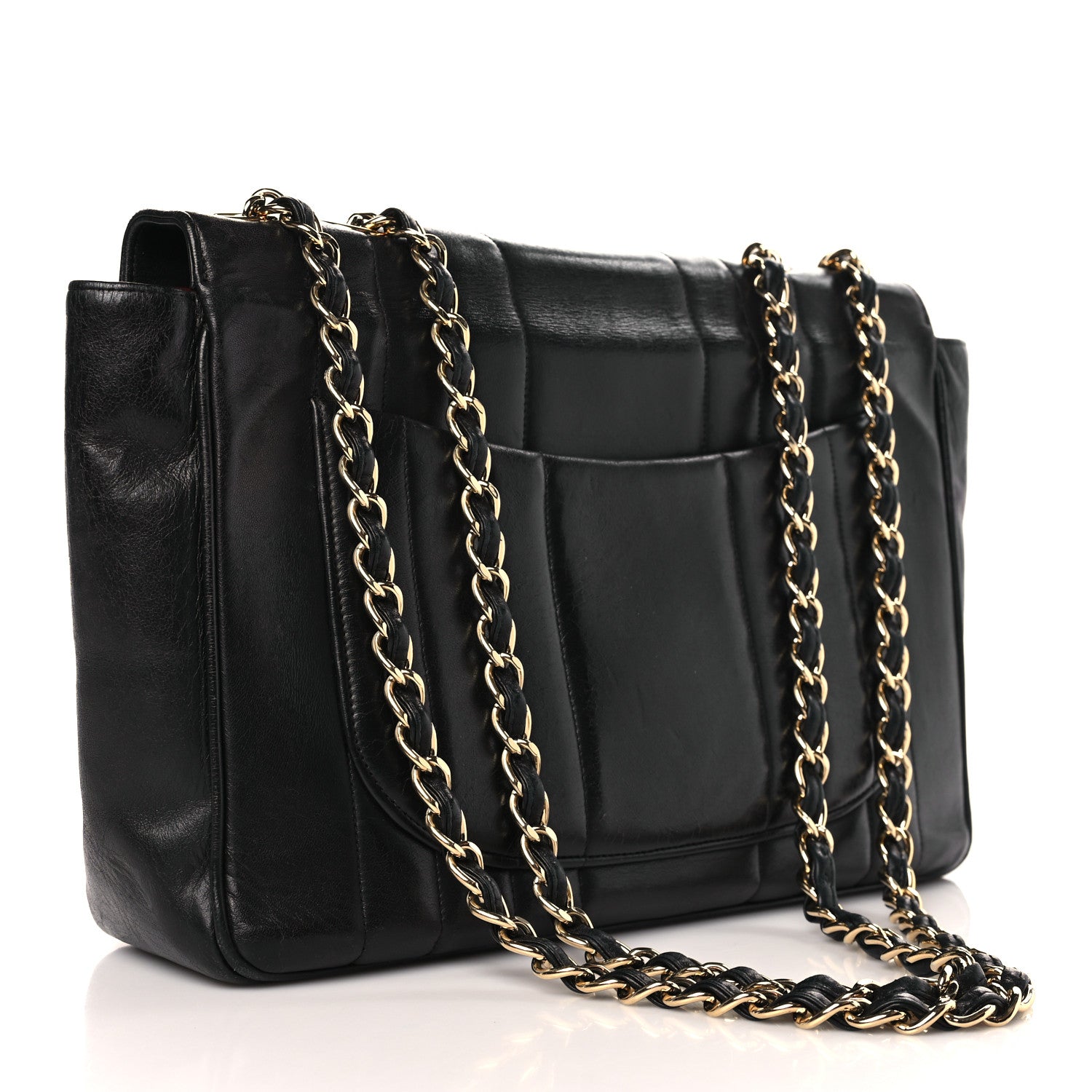 Chanel Lambskin Vertical Quilt Jumbo Single Flap Black 3 of 9