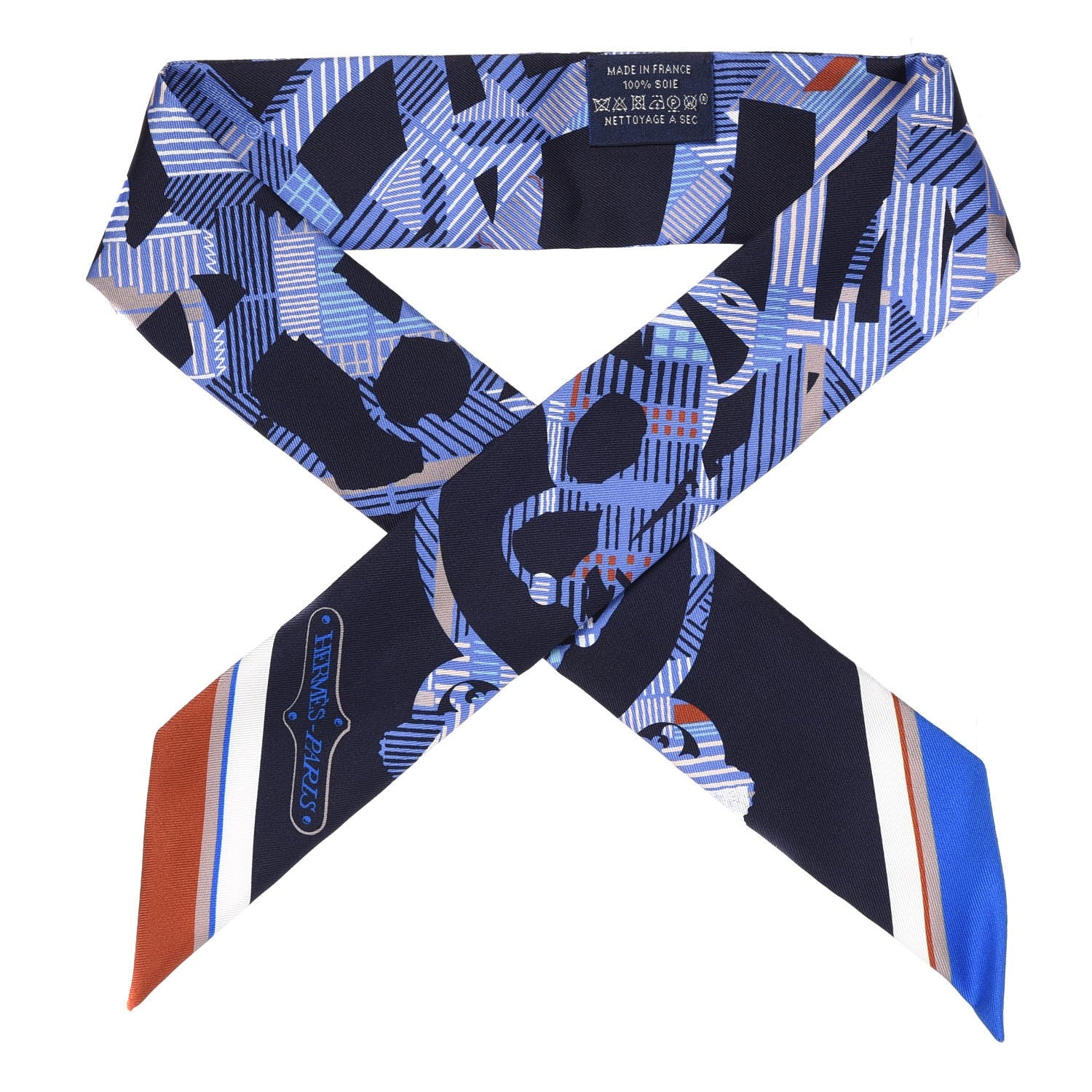 Hermes Silk Cavalcadour Morning Twilly Marine Tabac Blue Jean 1 of 4
