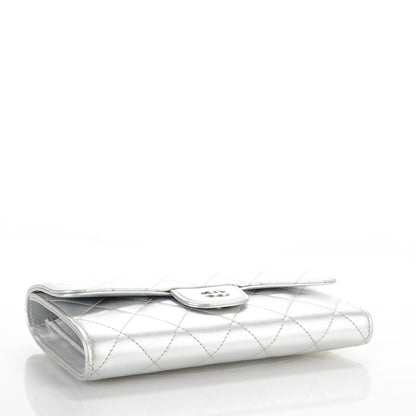 Chanel Metallic Lambskin Quilted Large Flap Wallet Silver 4 of 13