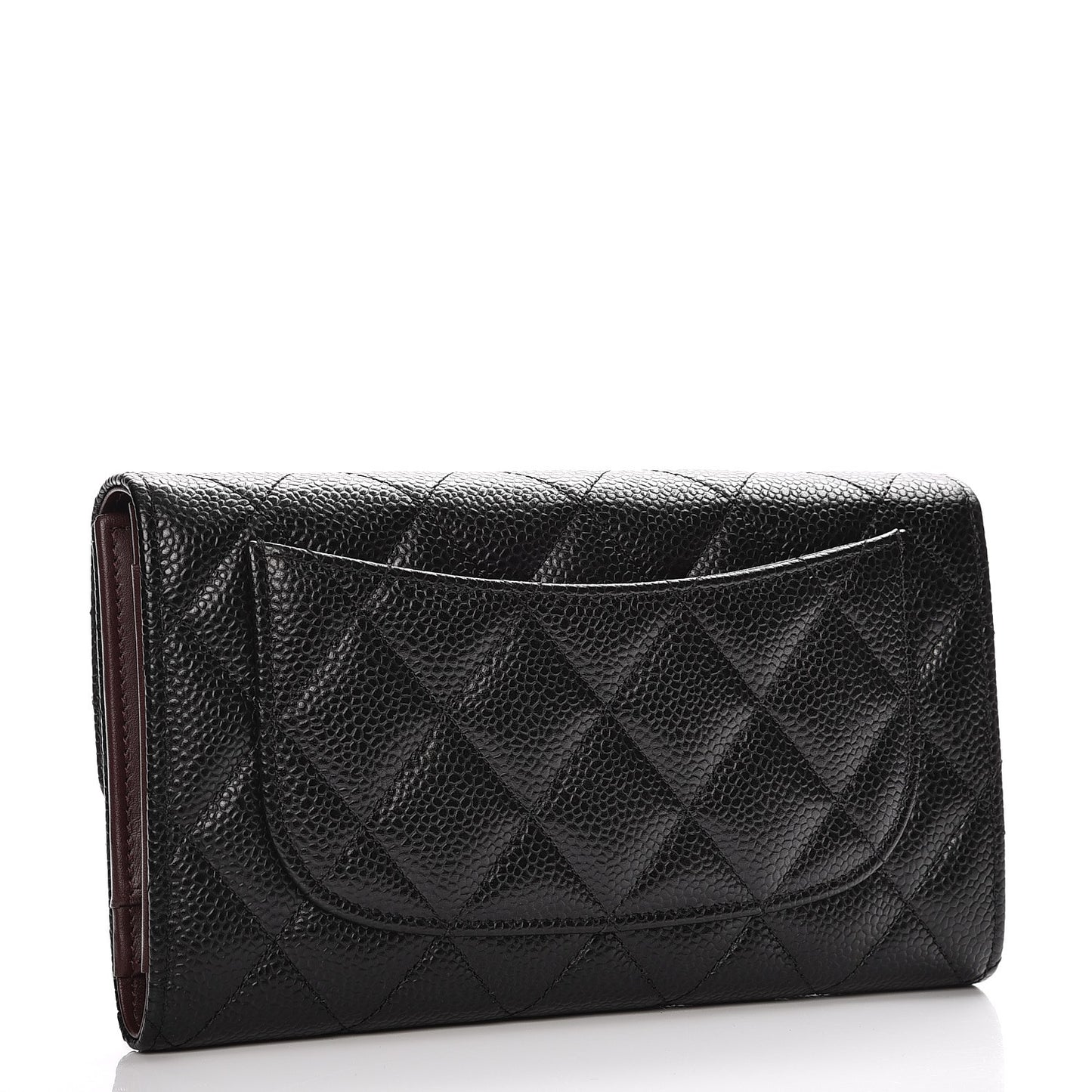 Caviar Quilted Large Flap Wallet Black