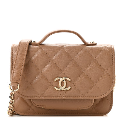 Chanel Caviar Quilted Business Affinity Clutch With Chain Flap Dark Beige 1 of 12