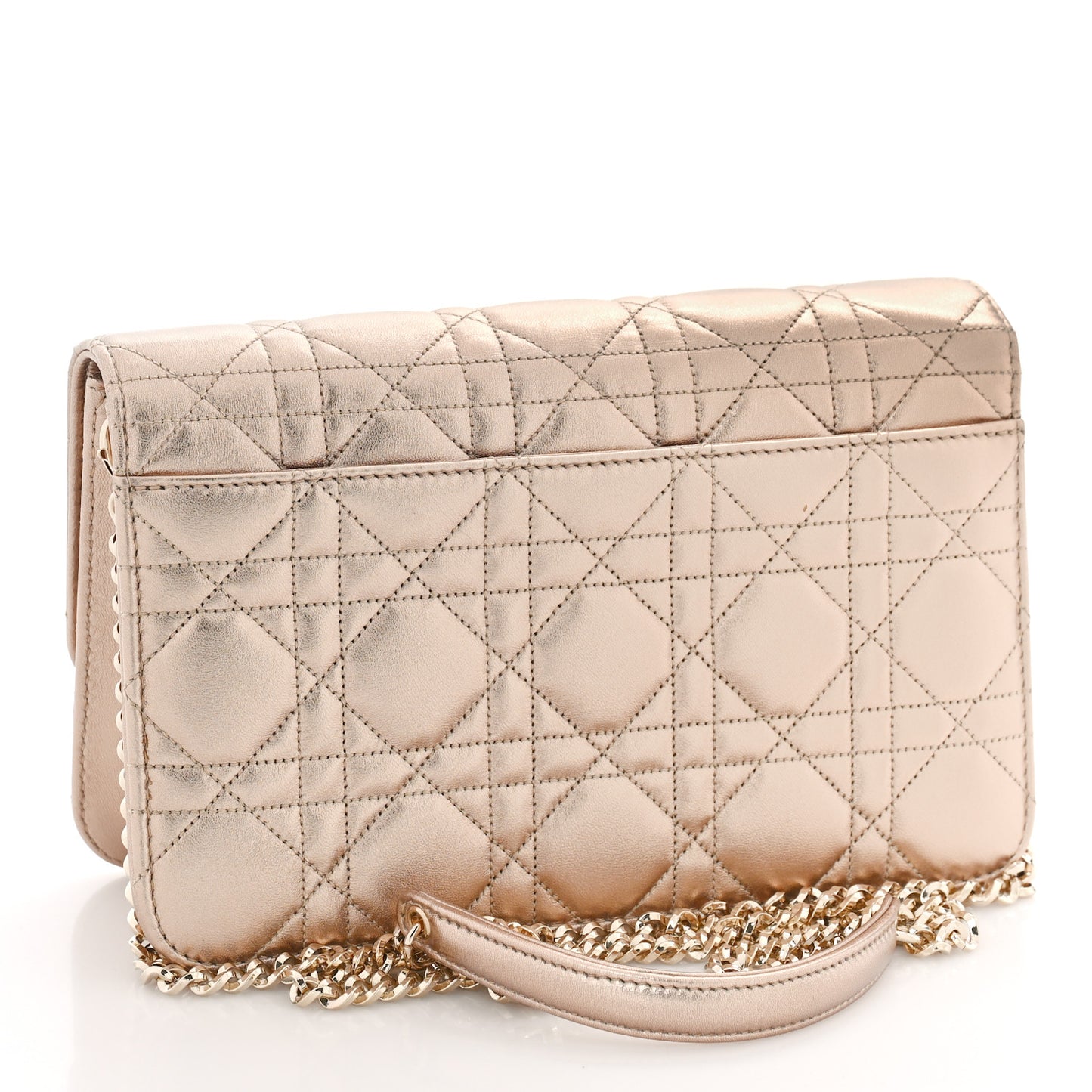Metallic Lambskin Cannage Miss Dior Promenade Pouch Gold