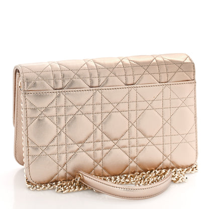 Christian Dior Metallic Lambskin Cannage Miss Dior Promenade Pouch Gold 2 of 8