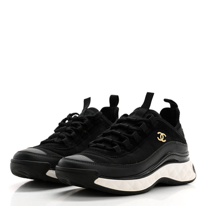Chanel Velvet Calfskin Mixed Fibers CC Sneakers 37 Black 3 of 8
