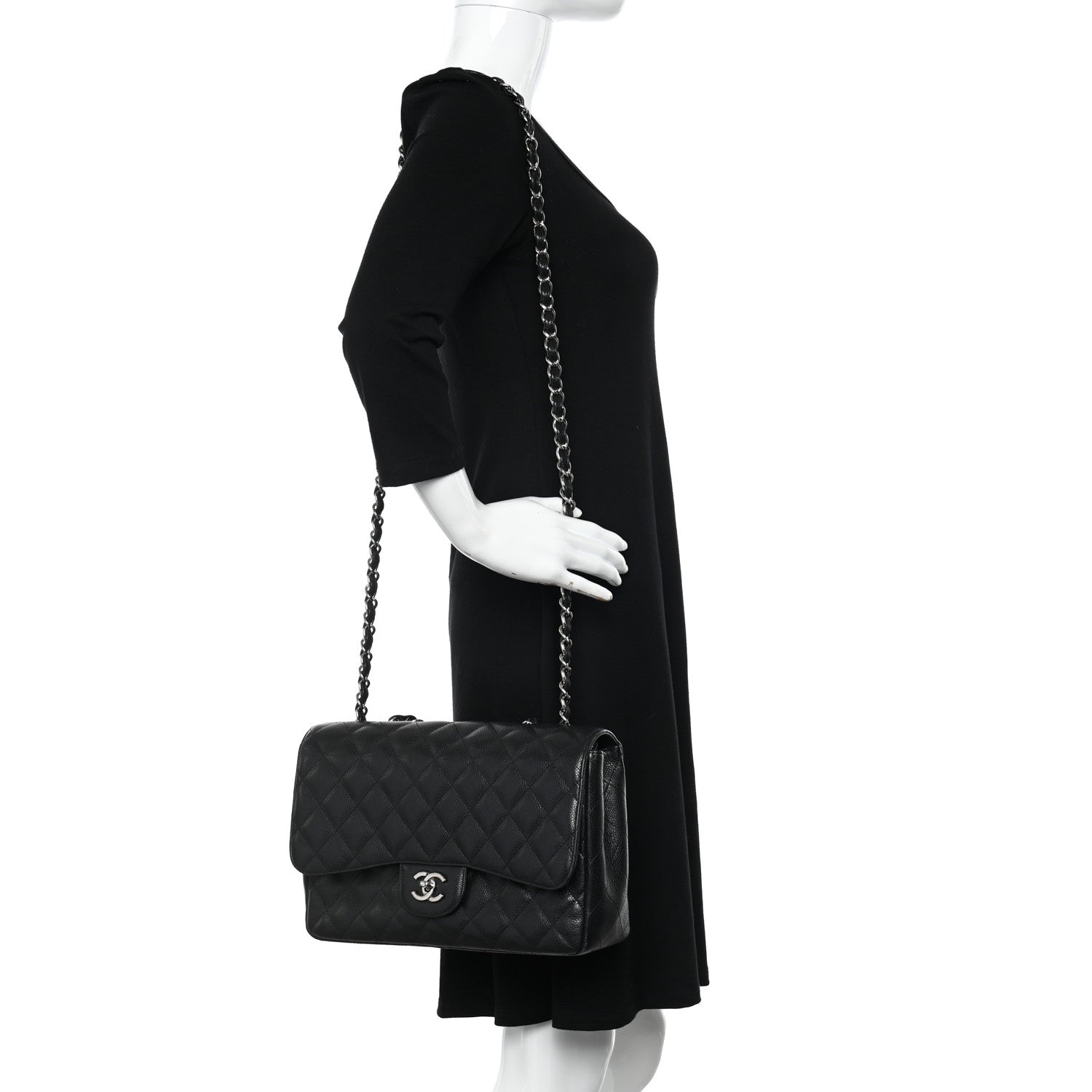 Chanel Caviar Quilted Jumbo Single Flap Black 2 of 14