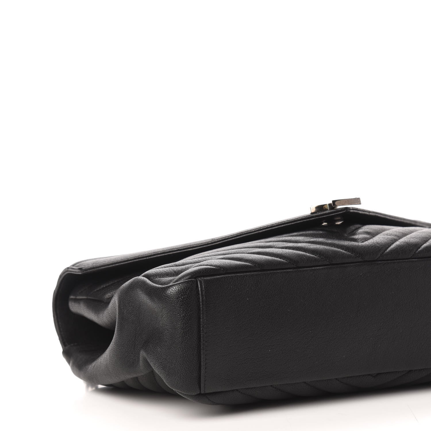 Saint Laurent Sheepskin Matelasse Chevron Monogram Large College Satchel Black 8 of 10