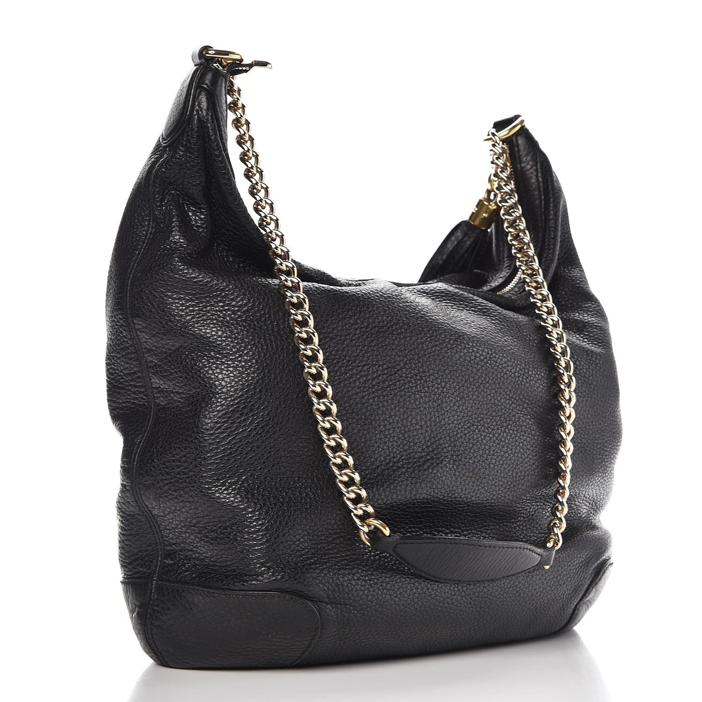 Pebbled Calfskin Medium Soho Chain Hobo Black