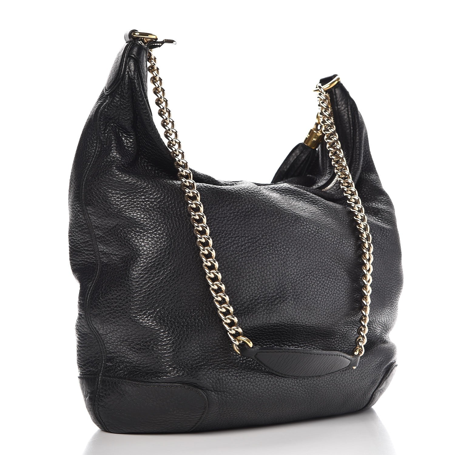Gucci Pebbled Calfskin Medium Soho Chain Hobo Black 3 of 14
