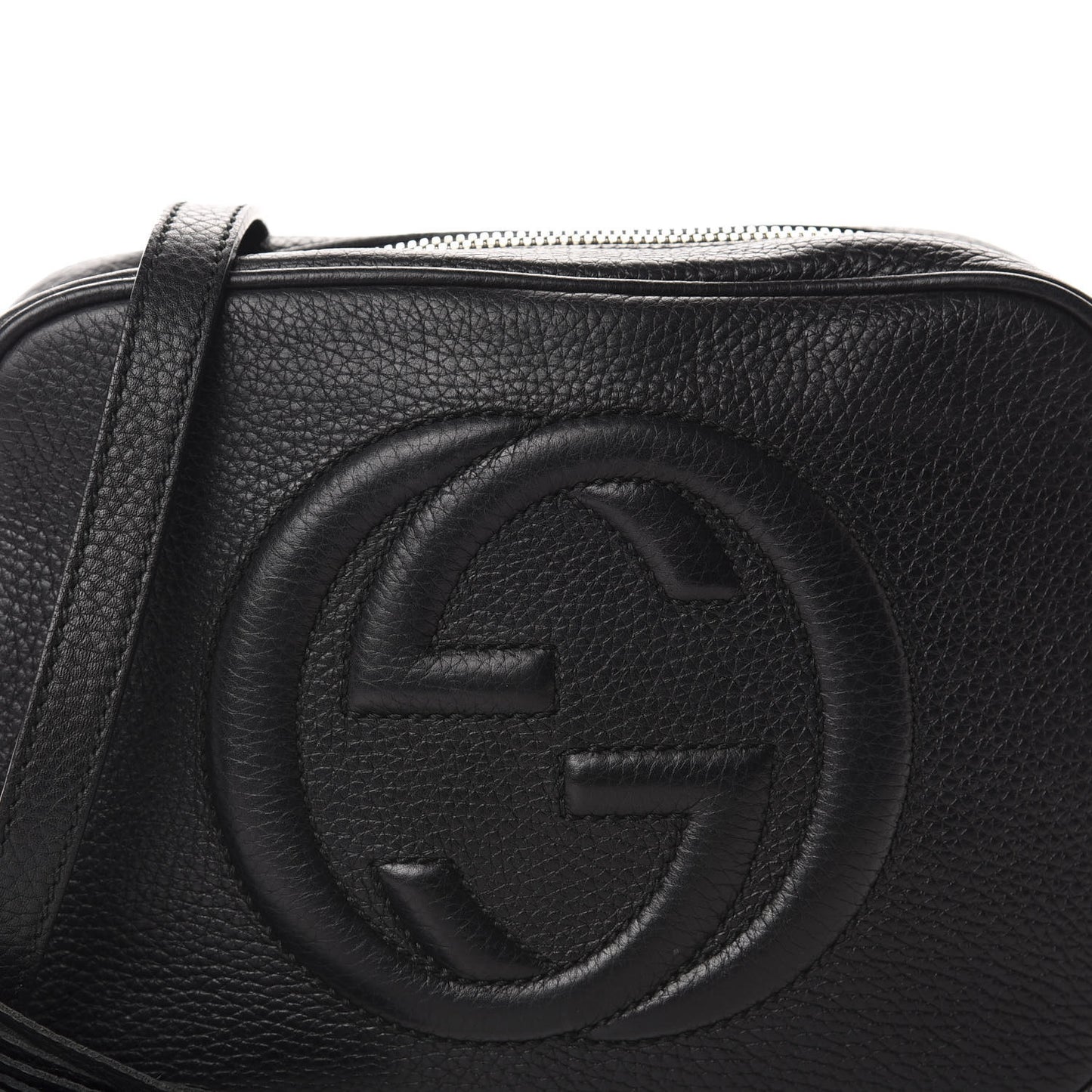 Pebbled Calfskin Small Soho Disco Bag Black
