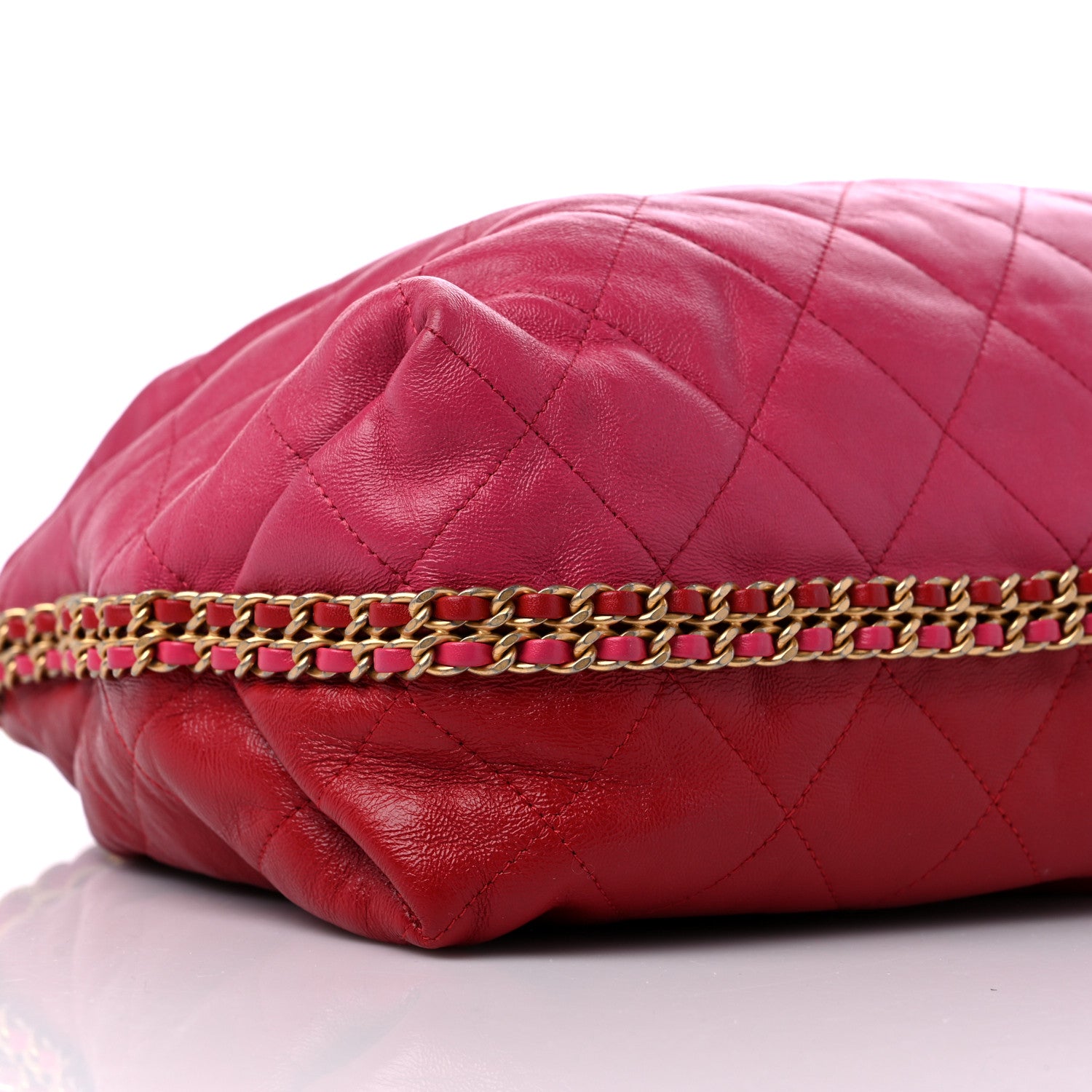 Chanel Calfskin Quilted Coco Shelter Bowling Bag Dark Pink Red 8 of 10