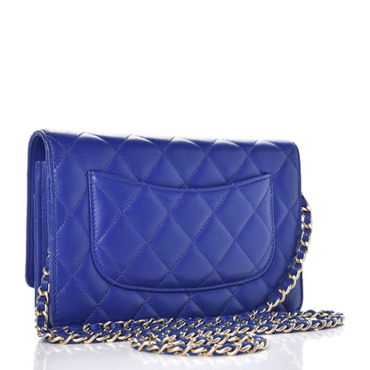 Chanel Lambskin Quilted Wallet On Chain WOC Blue Fonce 3 of 11