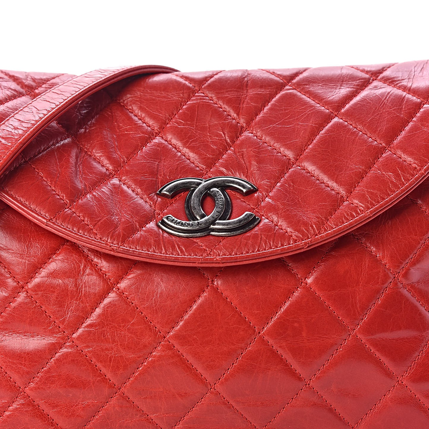Glazed Calfskin Hobo Red