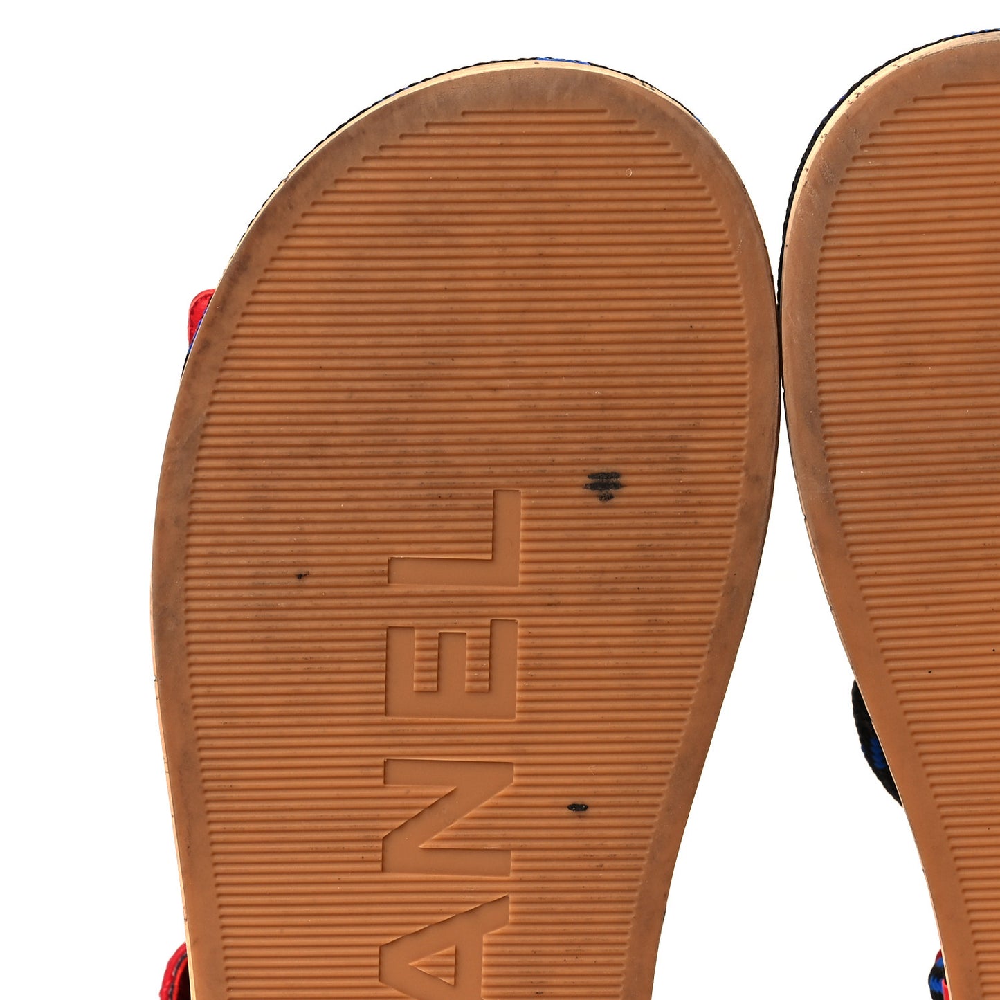 Cord Lambskin Quilted Logo Sandals 37 Red Blue