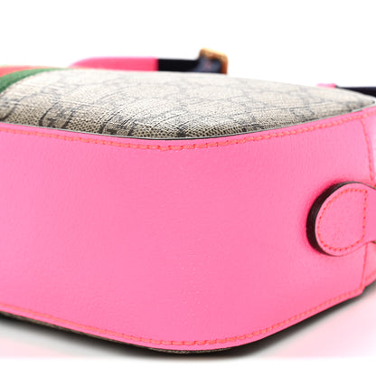 Gucci GG Supreme Monogram Textured Dollar Calfskin Web Ophidia Small Crossbody Bag Beige Ebony Fuchsia 10 of 10