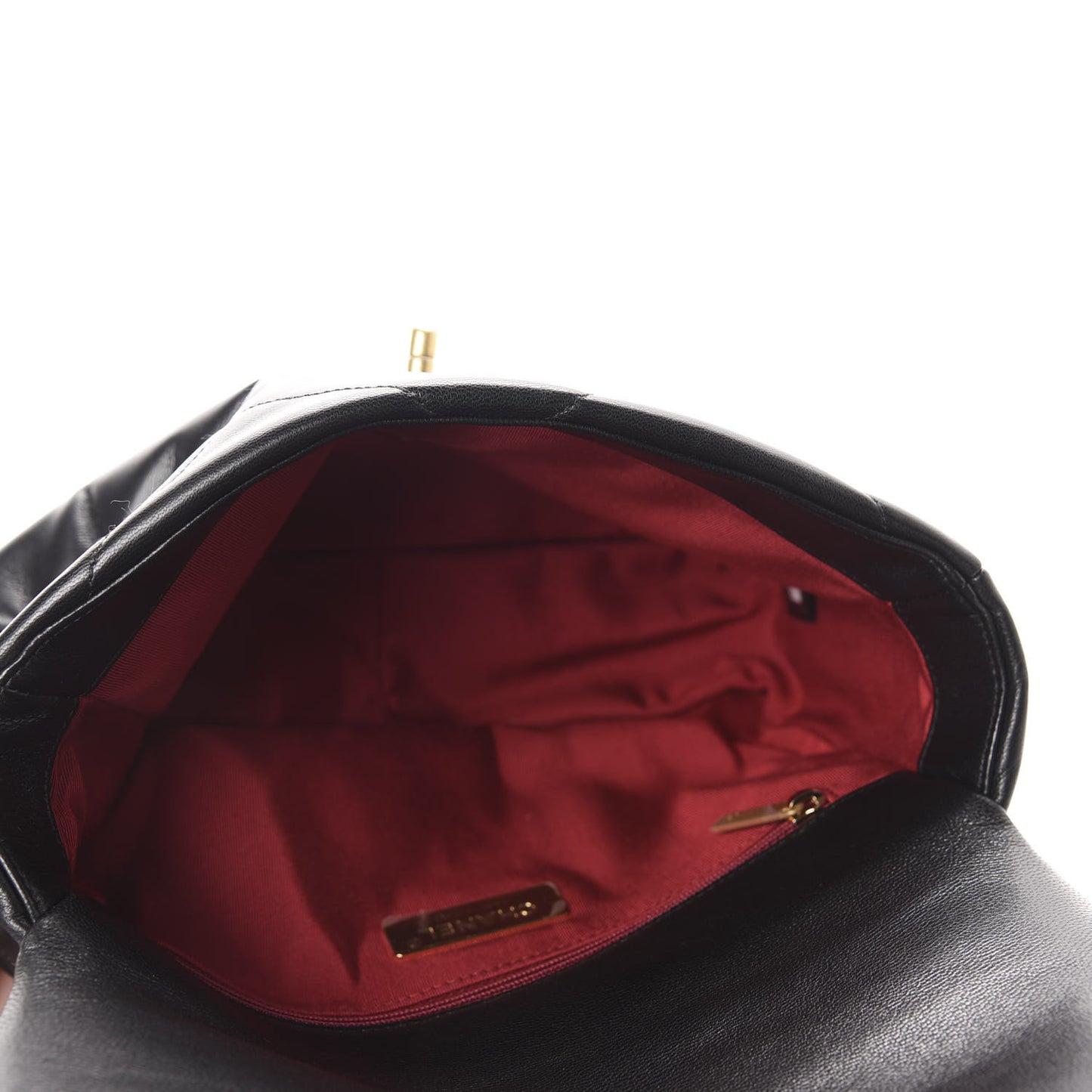 Shiny Goatskin Quilted Medium 19 Flap Black