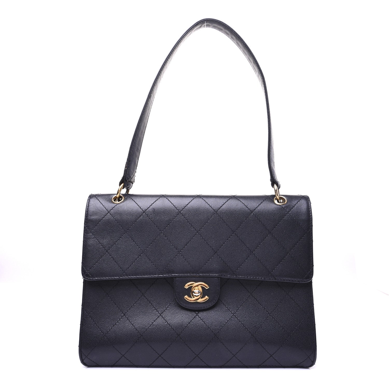 Chanel Caviar Diamond Stitched Flap Shoulder Bag Black 1 of 18