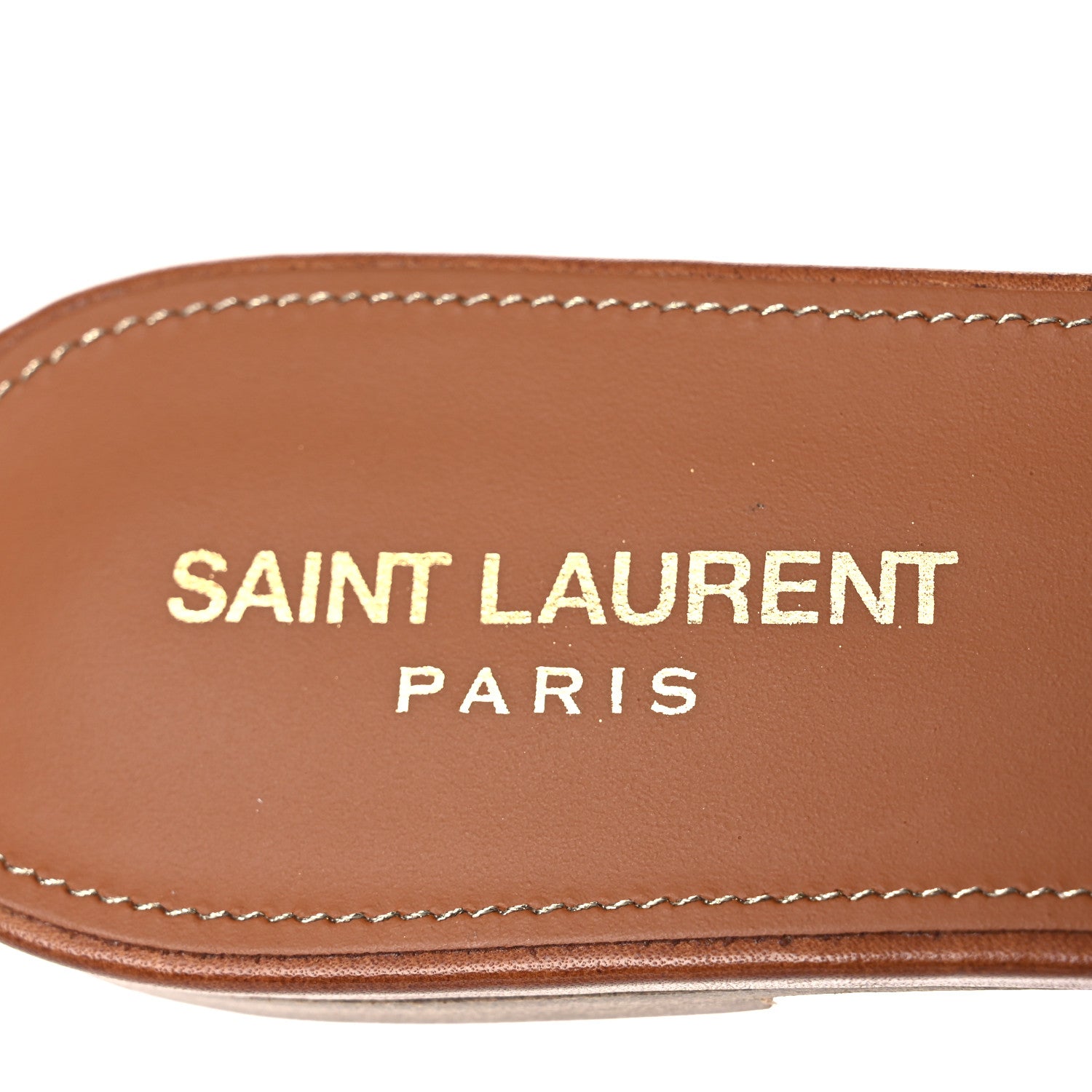 Saint Laurent Calfskin Tribute 05 Slide Sandals 38.5 Amber 9 of 13