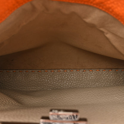Fendi Cuoio Romano Selleria Bi-Color Medium Peekaboo Iconic Satchel Orange Stone 5 of 17