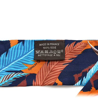 Hermes Silk Jaguar Quetzal Twilly Brun Bleu Orange 4 of 4