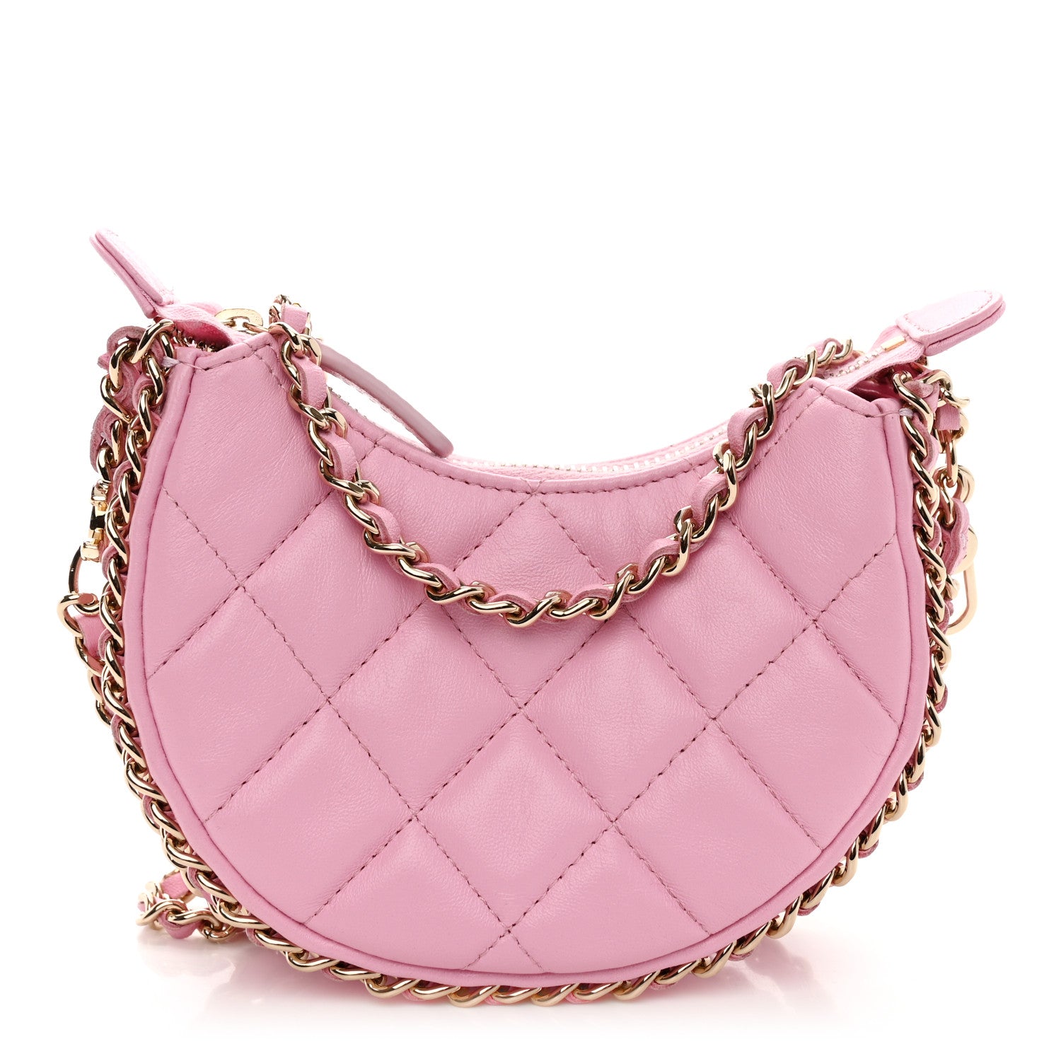 Chanel Lambskin Quilted Mini Chain Around Hobo Pink 1 of 10