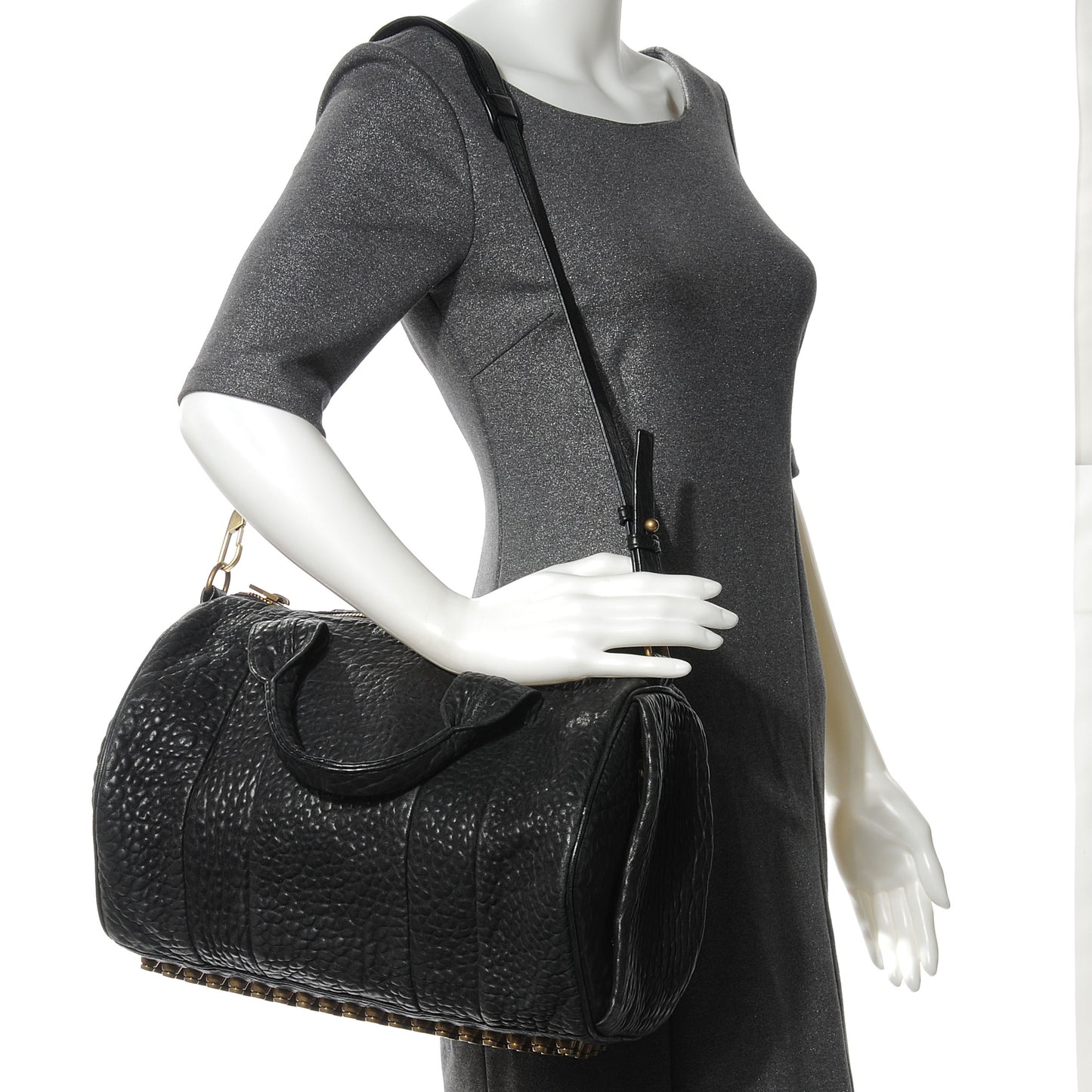 Pebbled Lambskin Rocco Black Antique Brass Hardware