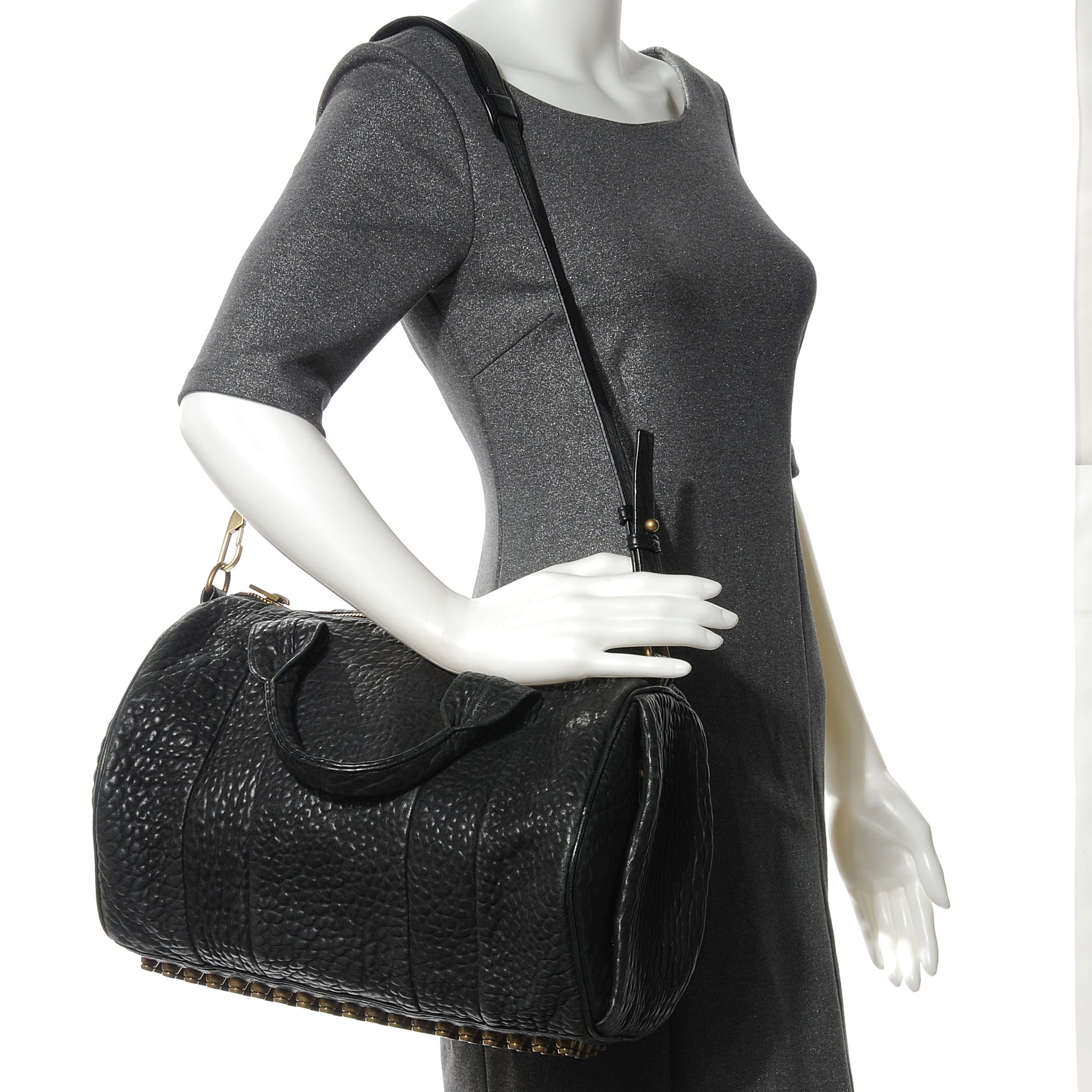 Alexander Wang Pebbled Lambskin Rocco Black Antique Brass Hardware 2 of 6