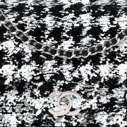 Chanel Sequin Houndstooth Small Flap Black White 9 of 12