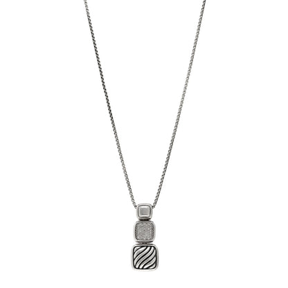 David Yurman Sterling Silver Diamond Chiclet Triple Drop Necklace 1 of 4