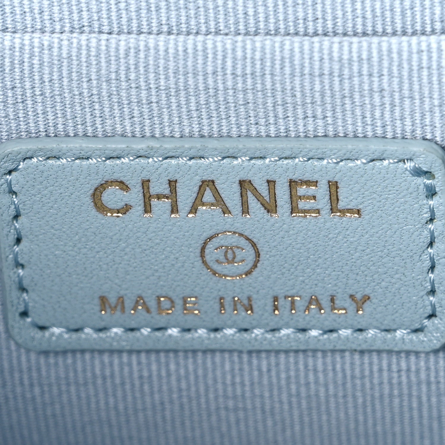 Chanel Lambskin Quilted Small Top Handle Vanity Case With Chain Light Blue 6 of 10