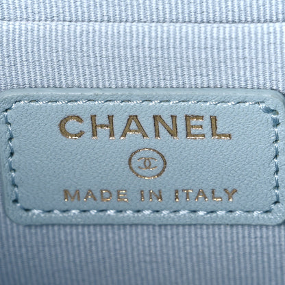 Chanel Lambskin Quilted Small Top Handle Vanity Case With Chain Light Blue 6 of 10