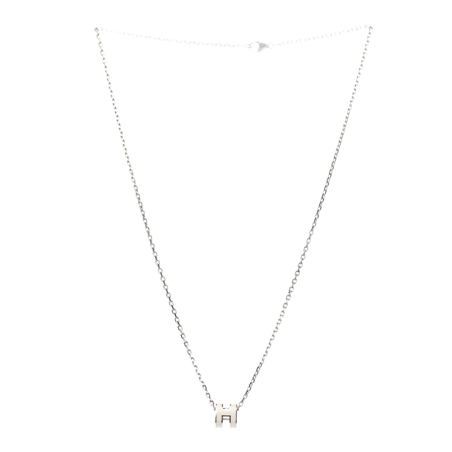 Lacquered Palladium Mini Pop H Pendant Necklace White