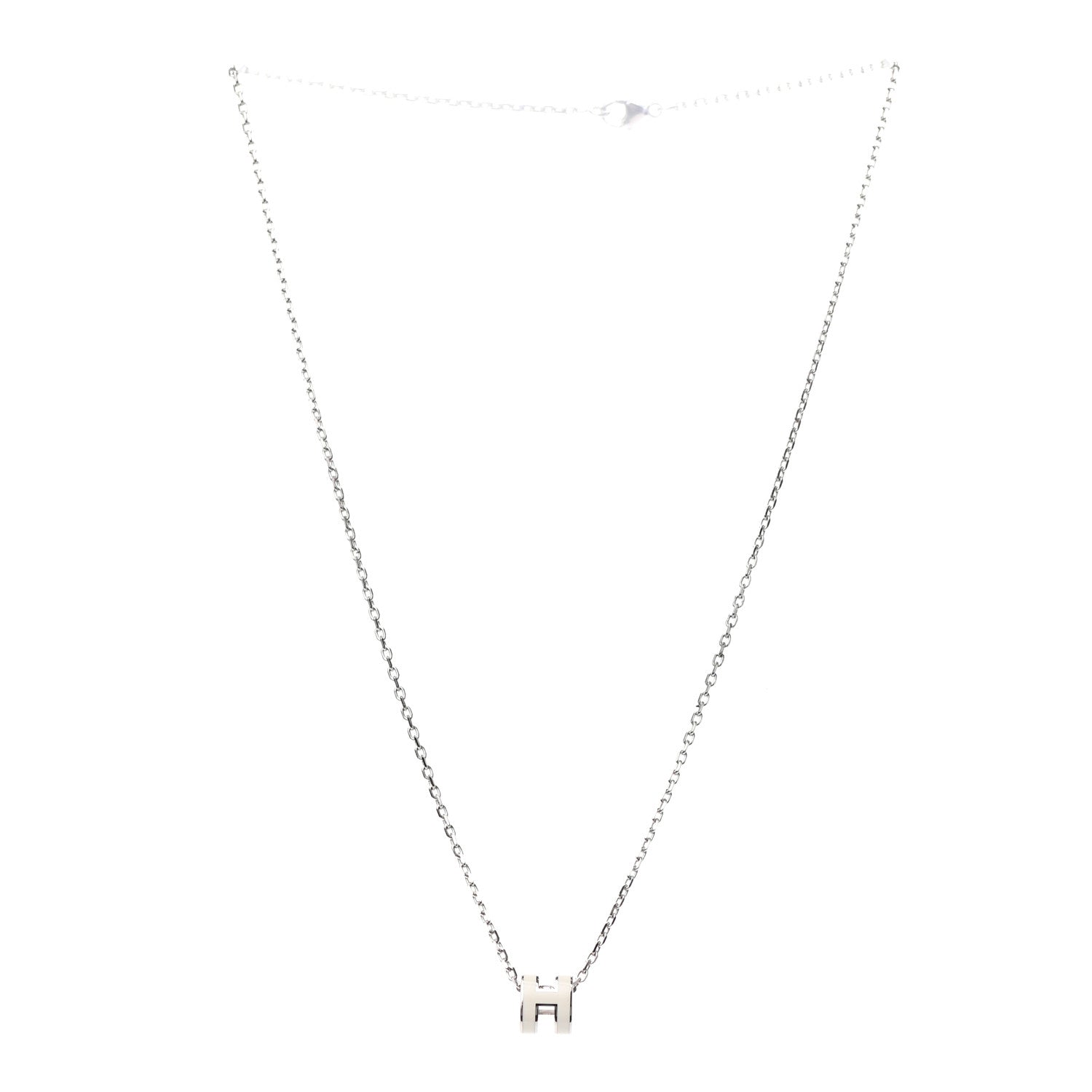 Hermes Lacquered Palladium Mini Pop H Pendant Necklace White 2 of 4
